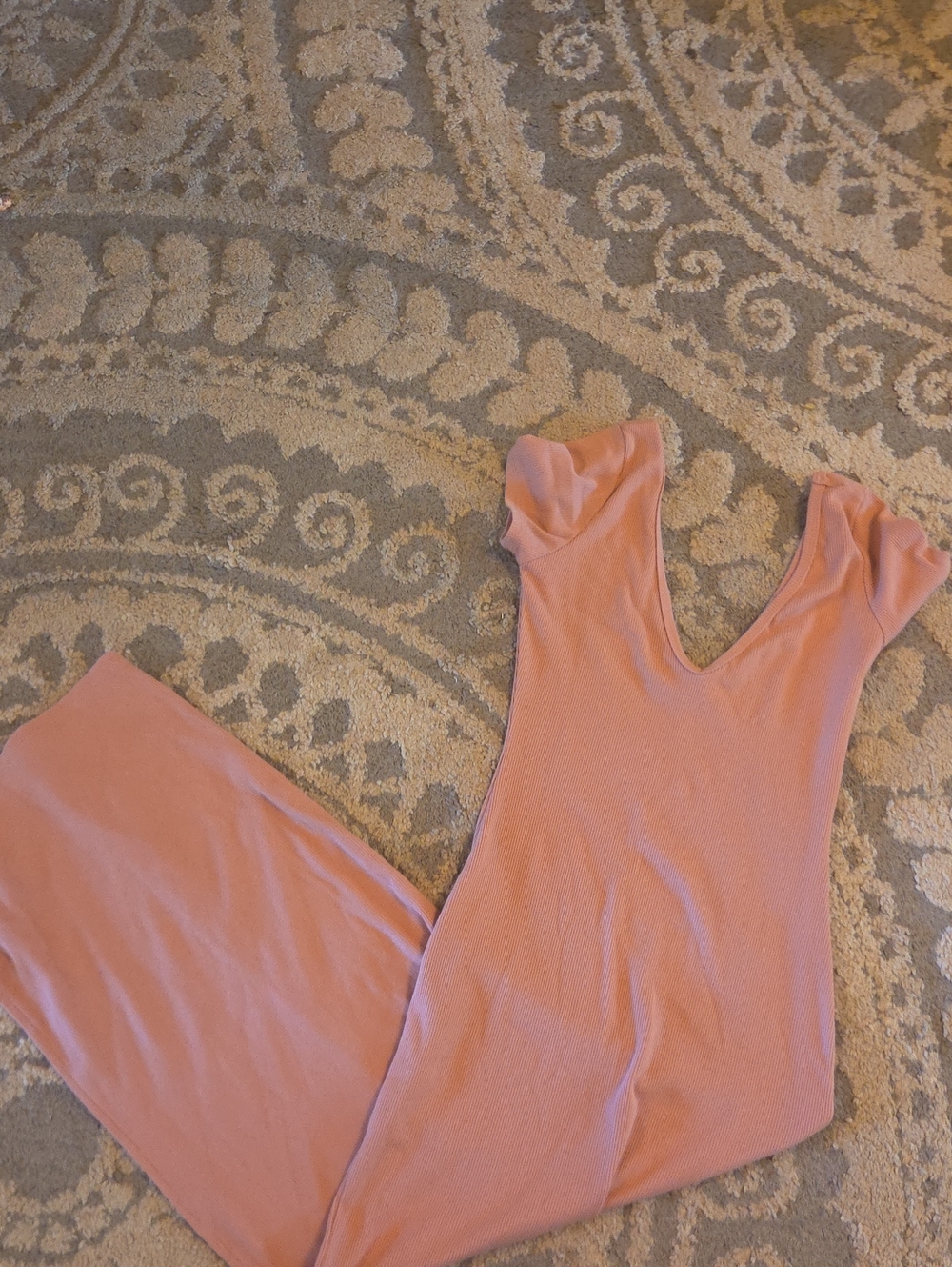 Heart Hips Pink Ribbed V-Neck Sleep Maxi Chemise